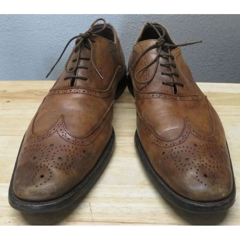 Mens To Boot New York Brogue Leather Dress Shoes‎ Italy Brown Wing Tip Size 11
